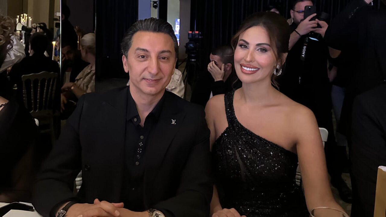 النجمة مي سليم تتألق من تصاميم المبدع ماهر غلاييني في حفل انتخاب Miss Arab world Europ.